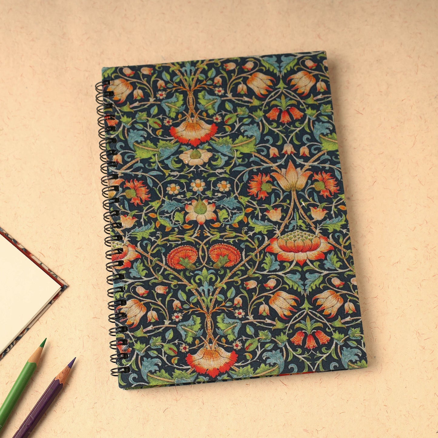 Multicolor - Floral Printed Handcrafted Spiral Notebook (8 x 6 in) 01