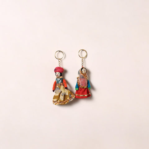 Handmade Rajasthani Puppet Keychains (Set of 2) 181