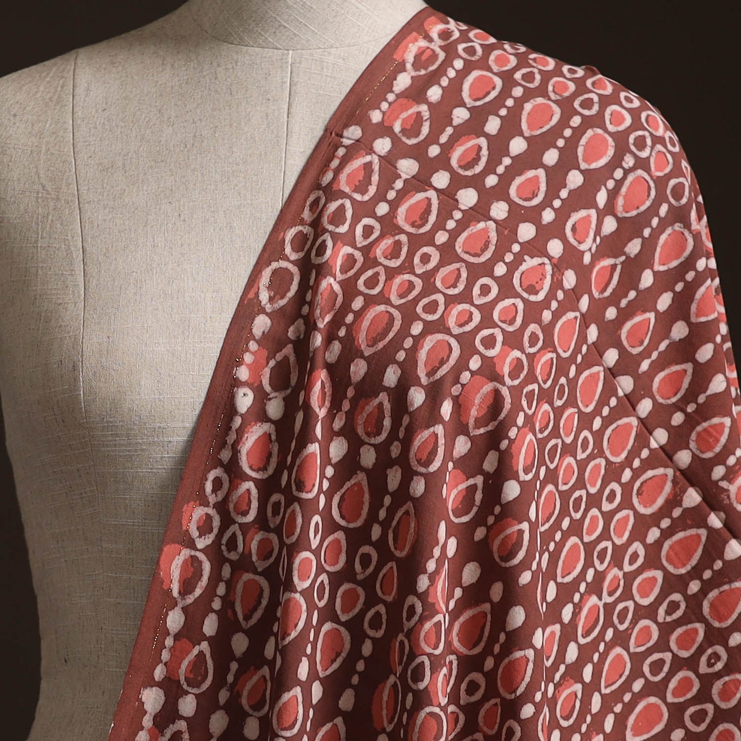Maroon - Bagru Dabu Hand Block Print Natural Dyed Cotton Fabric 32