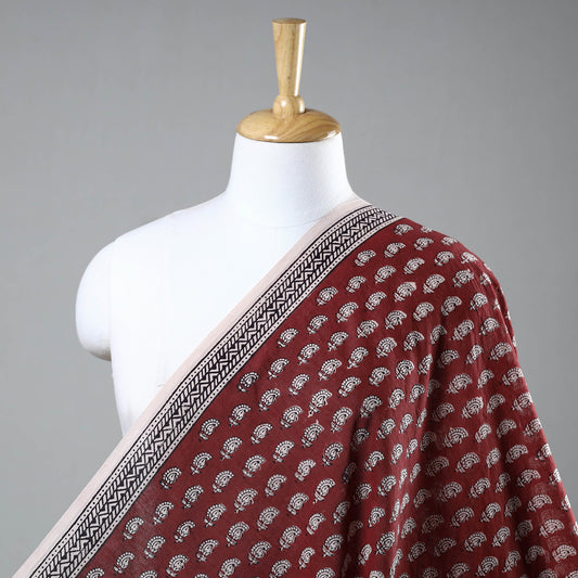 Red - Bagh Hand Block Printed Chanderi Silk Handloom Fabric