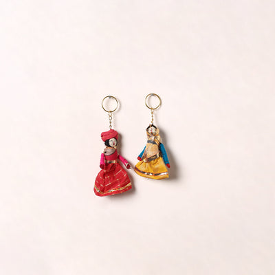 Handmade Rajasthani Puppet Keychains (Set of 2) 182