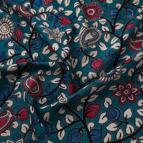 Buy Blue Cotton Kalamkari Print Fabric