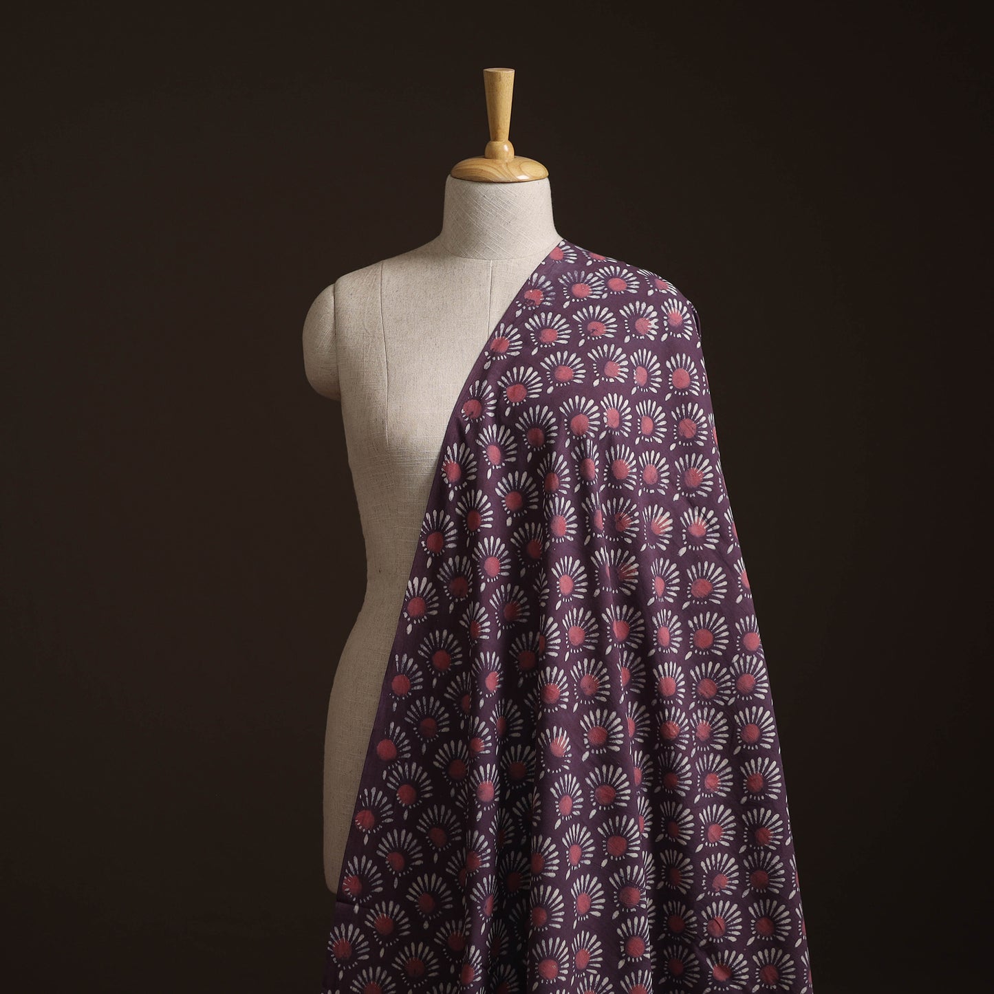 Purple - Bagru Dabu Hand Block Print Natural Dyed Cotton Fabric 33