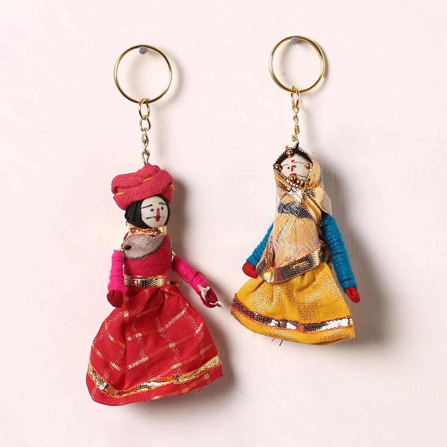 Handmade Rajasthani Puppet Keychains (Set of 2) 182