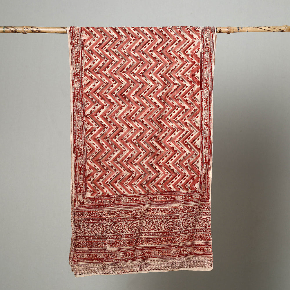 Brown - Natural Dyed Block Print Mul Cotton Kalamkari Stole 29