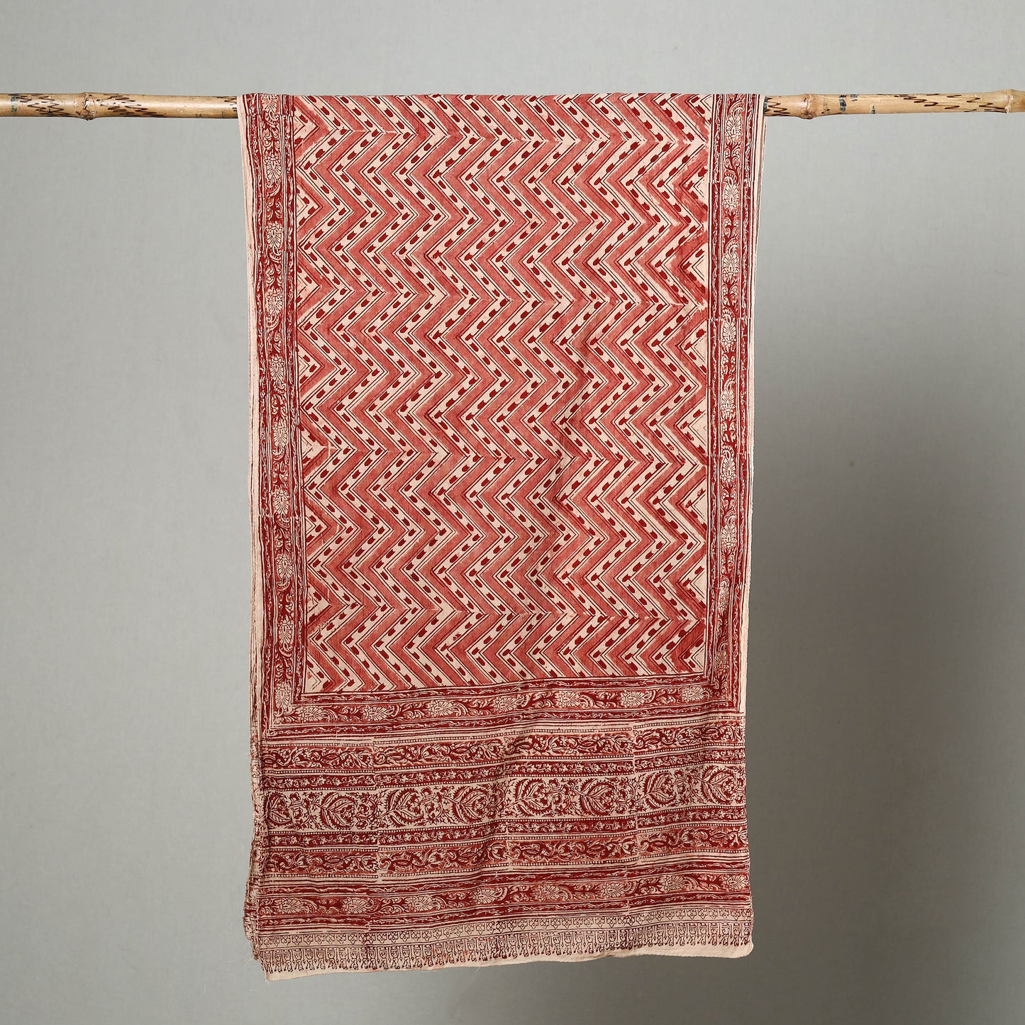 Brown - Natural Dyed Block Print Mul Cotton Kalamkari Stole 29