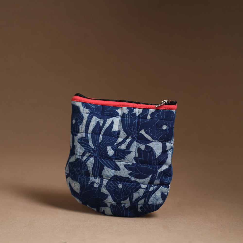 Blue - Handmade Quilted Cotton Utility Pouch 61