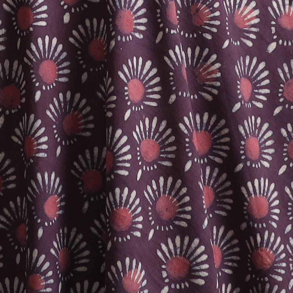 Purple - Bagru Dabu Hand Block Print Natural Dyed Cotton Fabric 33