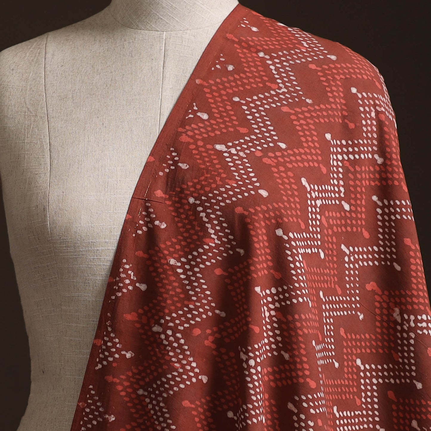 Maroon - Bagru Dabu Hand Block Print Natural Dyed Cotton Fabric 34