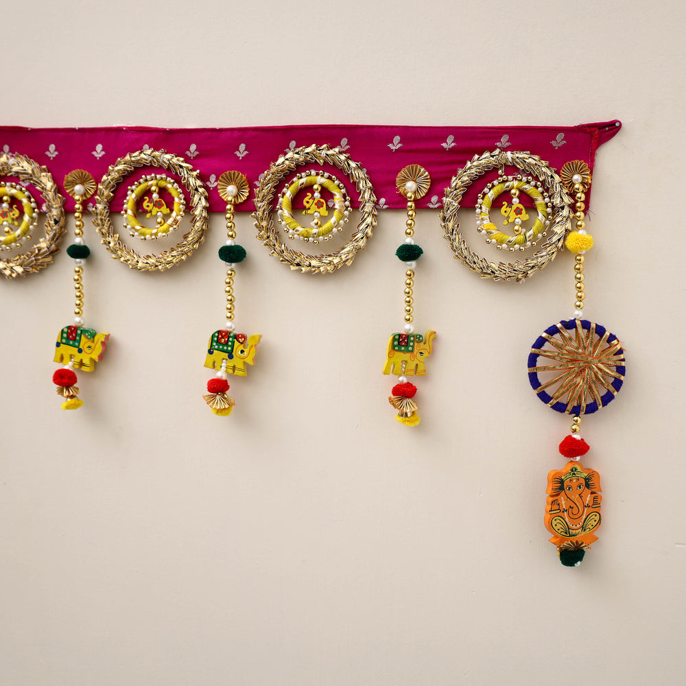 Diwali Decor Handmade Gota & Bead Work Toran 13