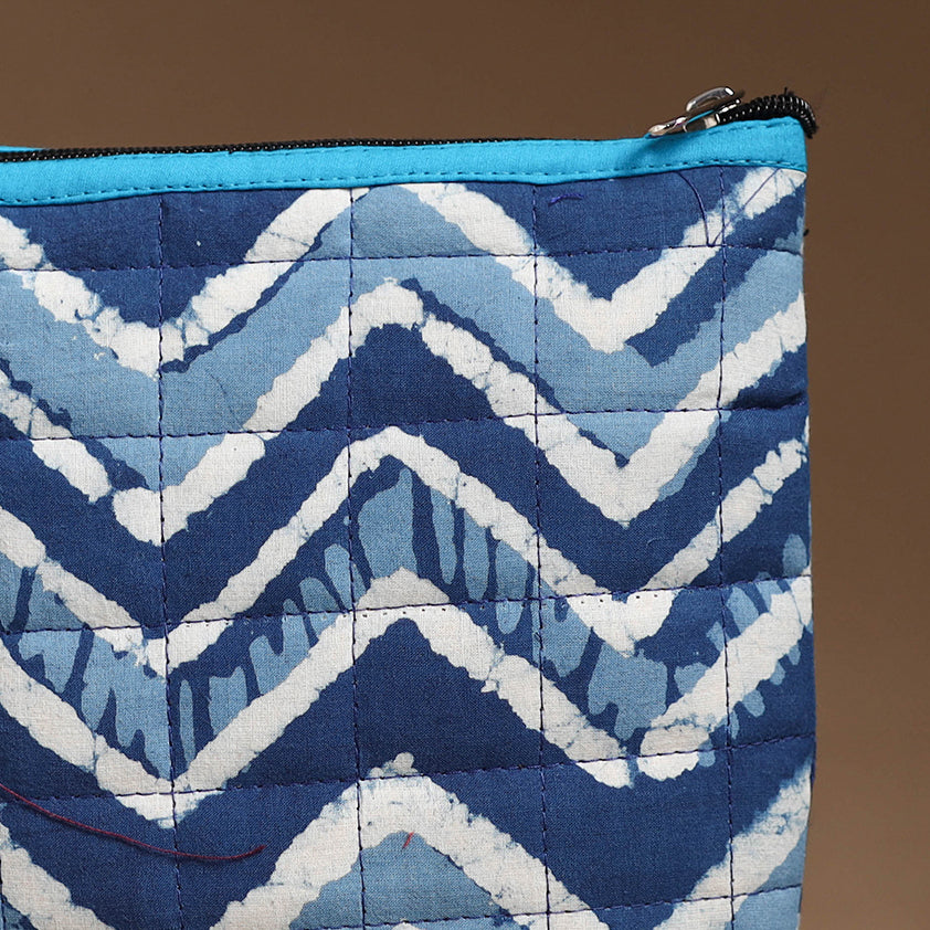 Blue - Handmade Quilted Cotton Utility Pouch 63