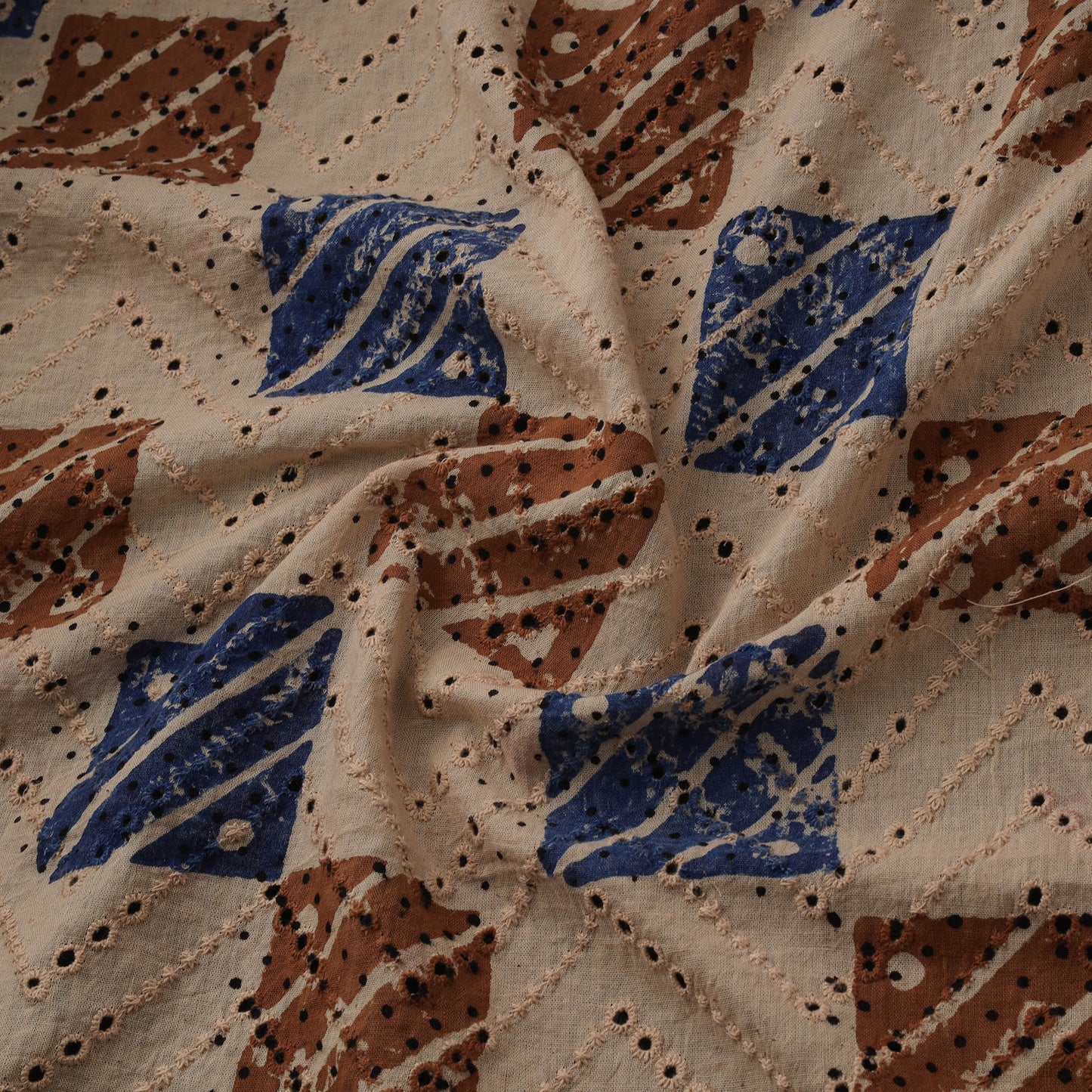 Natural Dyed Ajrakh Hand Block Print Cotton Hakoba Fabric 132