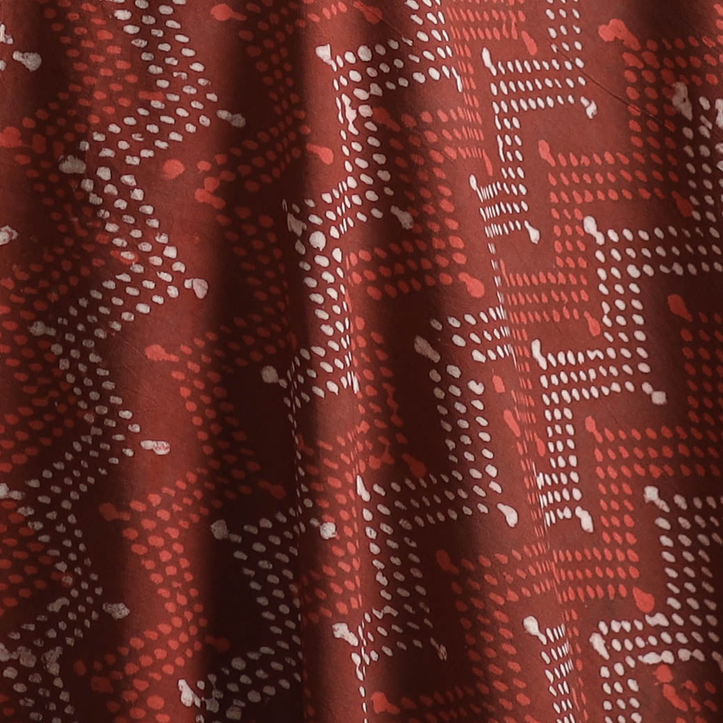 Maroon - Bagru Dabu Hand Block Print Natural Dyed Cotton Fabric 34