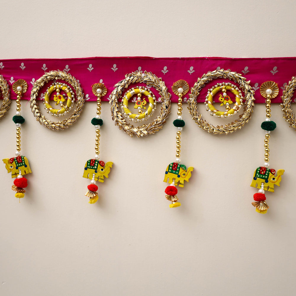 Diwali Decor Handmade Gota & Bead Work Toran 13