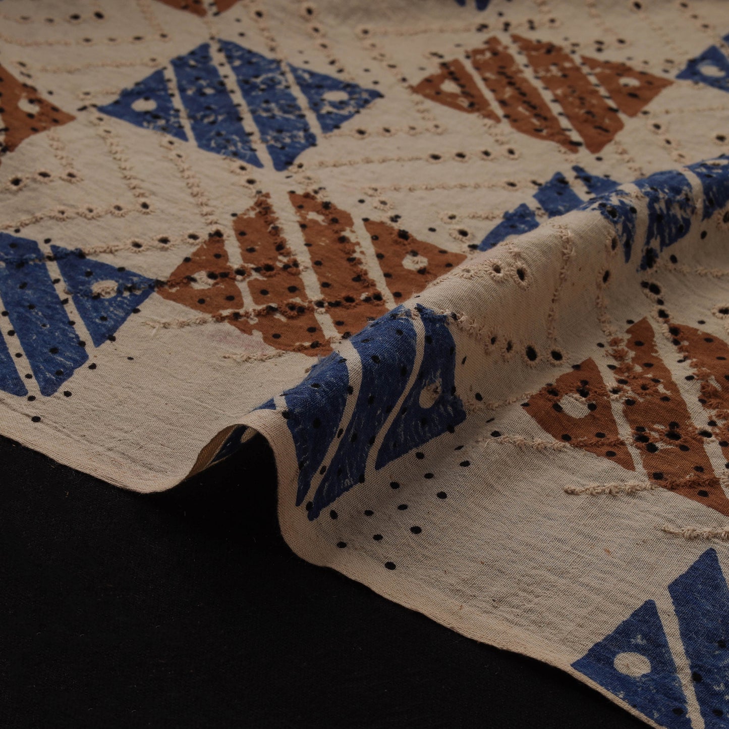 Natural Dyed Ajrakh Hand Block Print Cotton Hakoba Fabric 132