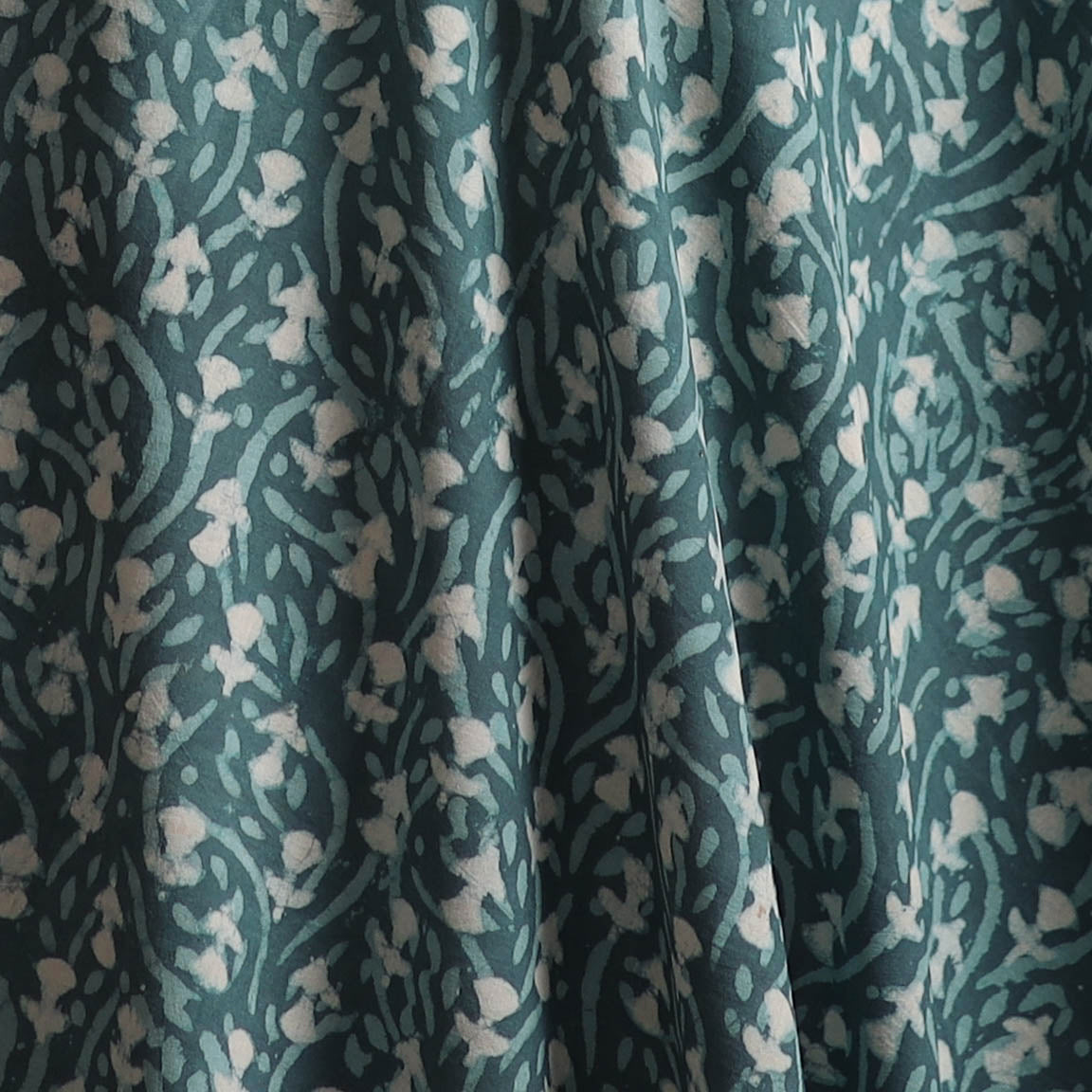 Blue - Bagru Dabu Hand Block Print Natural Dyed Cotton Fabric 35