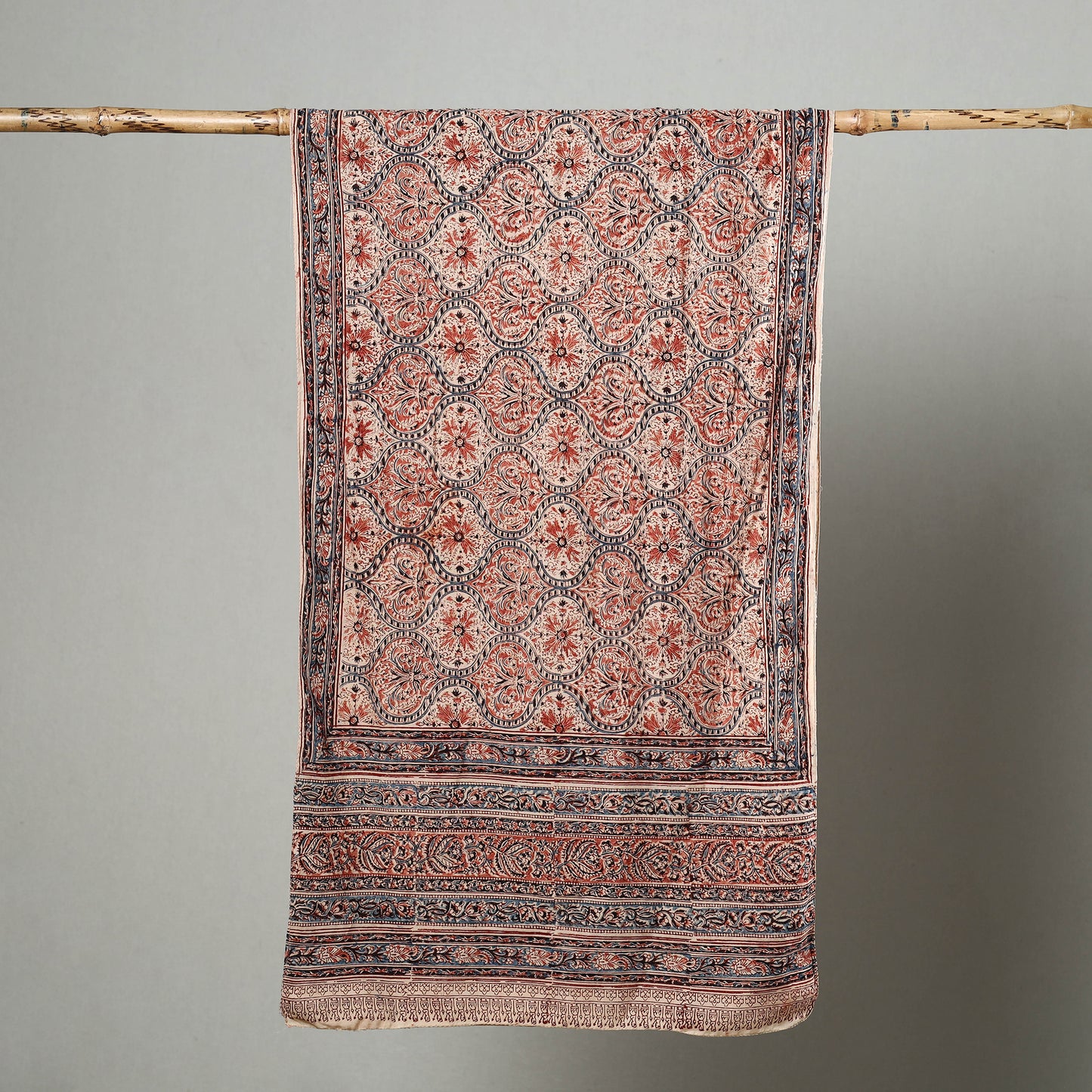 Multicolor - Natural Dyed Block Print Mul Cotton Kalamkari Stole 25