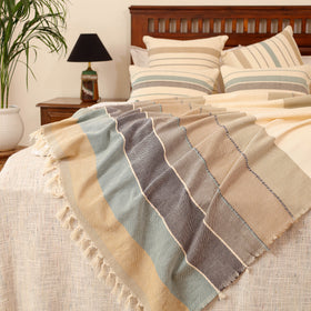 Pure Cotton Handwoven Bed/Sofa Throw with Cushion Cover Set 10