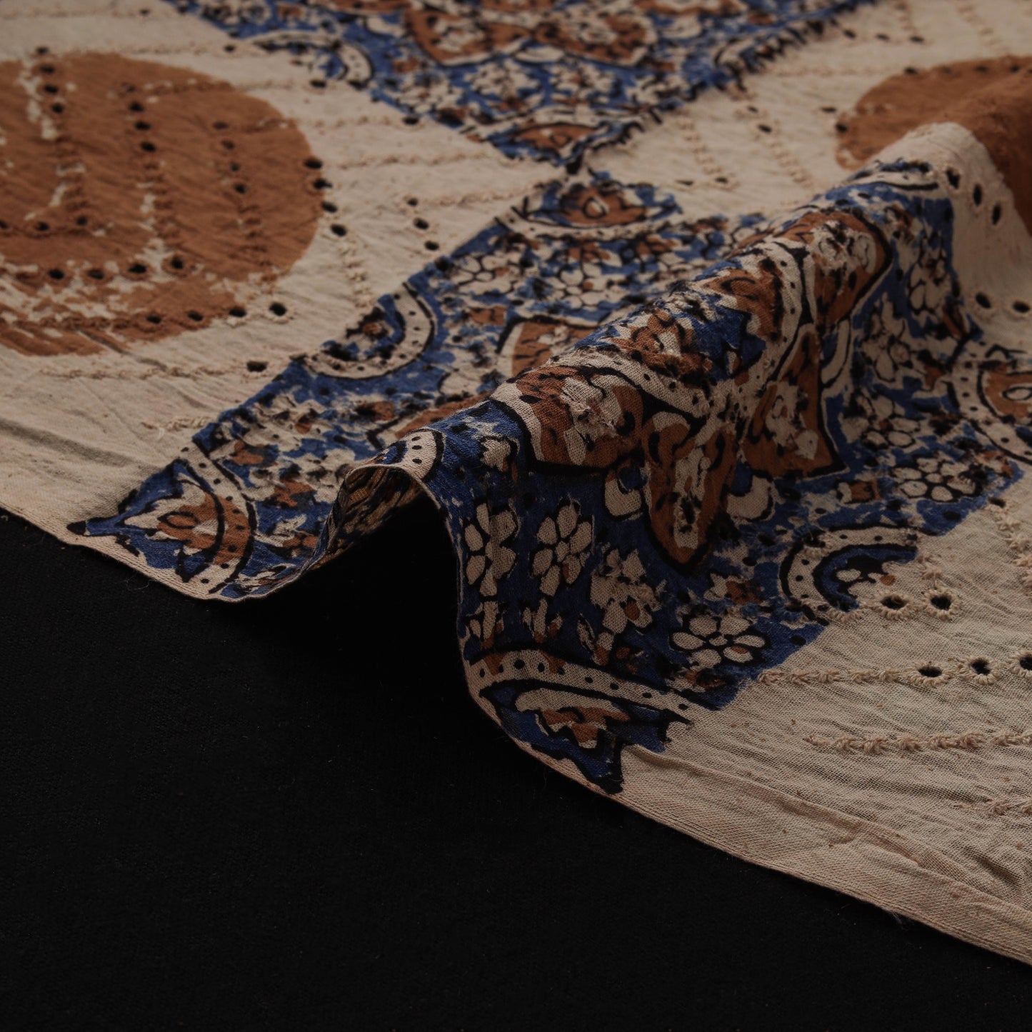 Natural Dyed Ajrakh Hand Block Print Cotton Hakoba Fabric 133