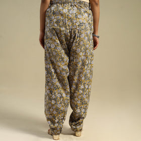 Yellow Block Print Cotton Sanganeri Salwar