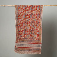 Red - Natural Dyed Block Print Mul Cotton Kalamkari Stole 23