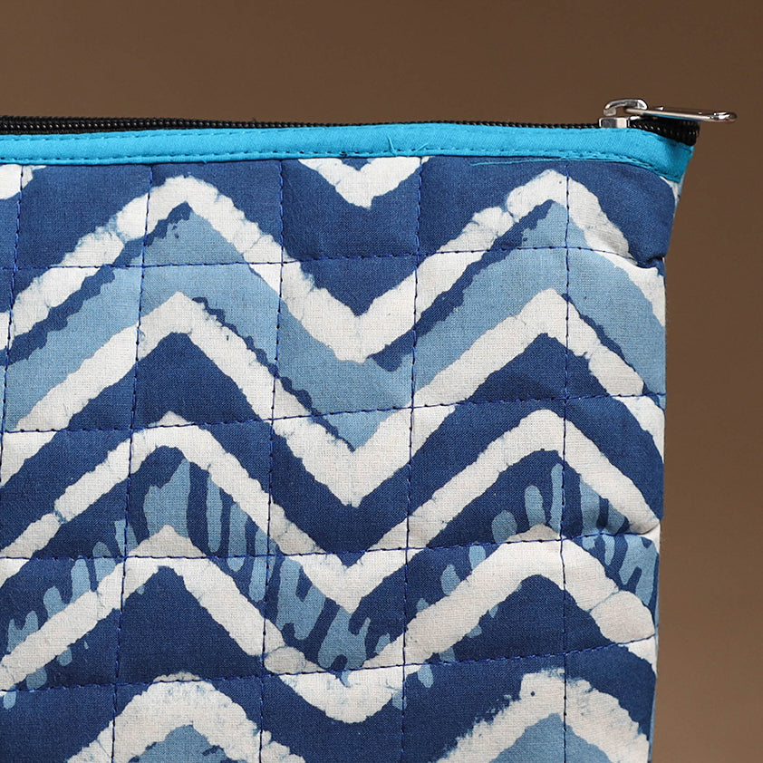 Blue - Handmade Quilted Cotton Utility Pouch 65