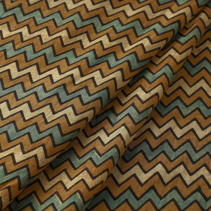 Brown - Ajrakh Hand Block Printed Mul Cotton Fabric 04