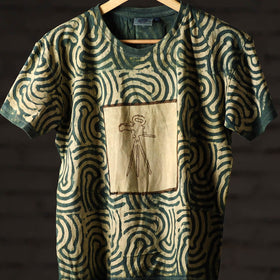 Buy Bindaas Block Art Printed Cotton Unisex Round Neck T-shirt 