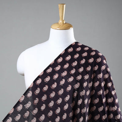 Black - Bagh Hand Block Printed Chanderi Silk Handloom Fabric