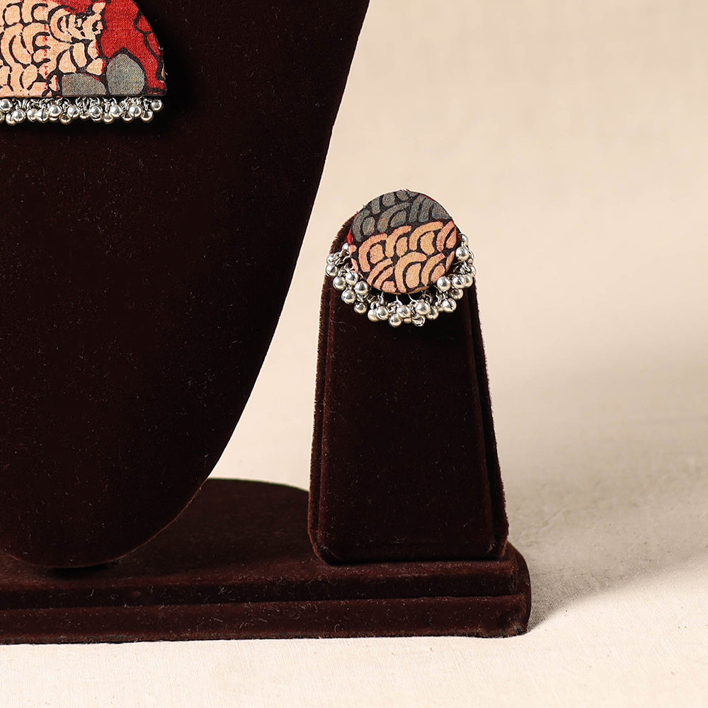 Red - german silver fabart necklace set 69 - handcrafted