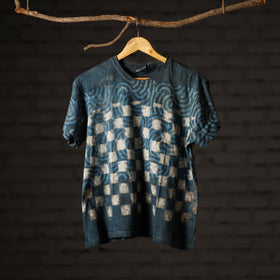  Bindaas Block Art Prints Natural Dyed Cotton Unisex Round Neck T-shirt 