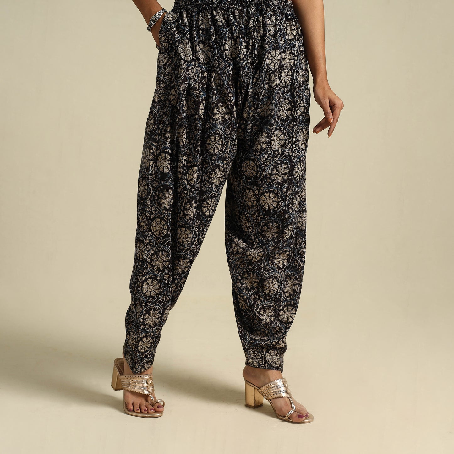  Black Pedana Block Print Cotton Kalamkari Salwar