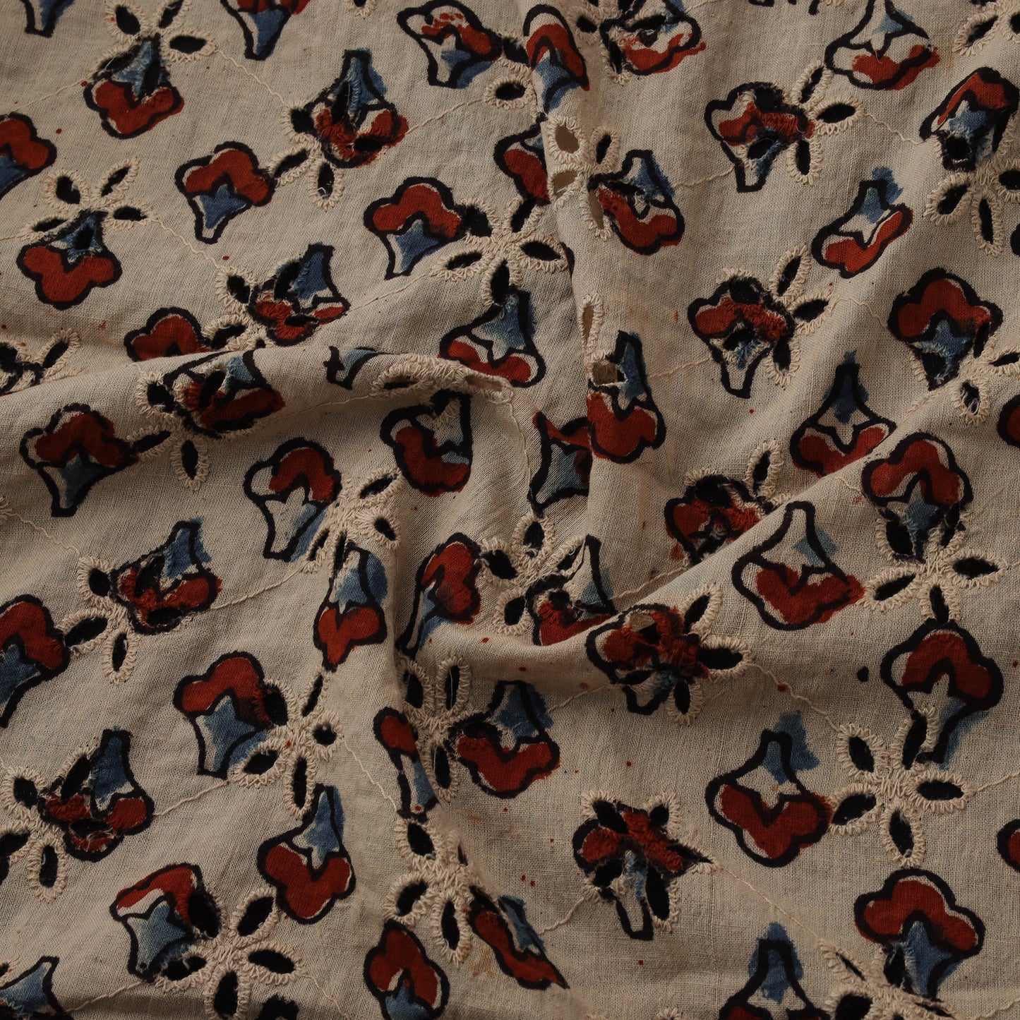 Natural Dyed Ajrakh Hand Block Print Cotton Hakoba Fabric 135