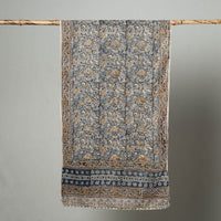 Blue - Natural Dyed Block Print Mul Cotton Kalamkari Stole 19