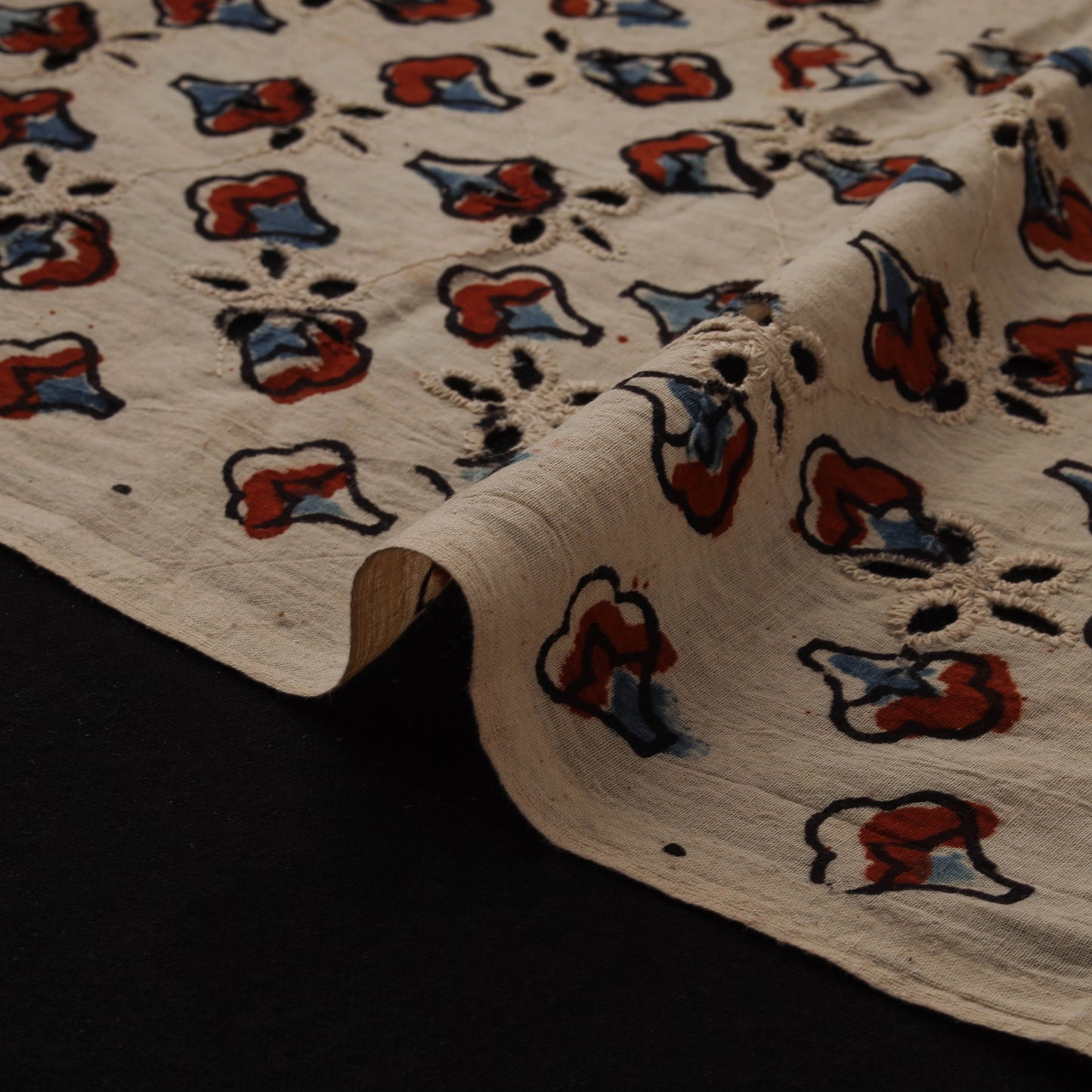 Natural Dyed Ajrakh Hand Block Print Cotton Hakoba Fabric 135