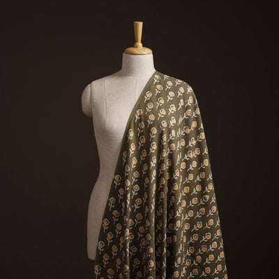 Brown - Bagru Dabu Hand Block Print Natural Dyed Cotton Fabric 38