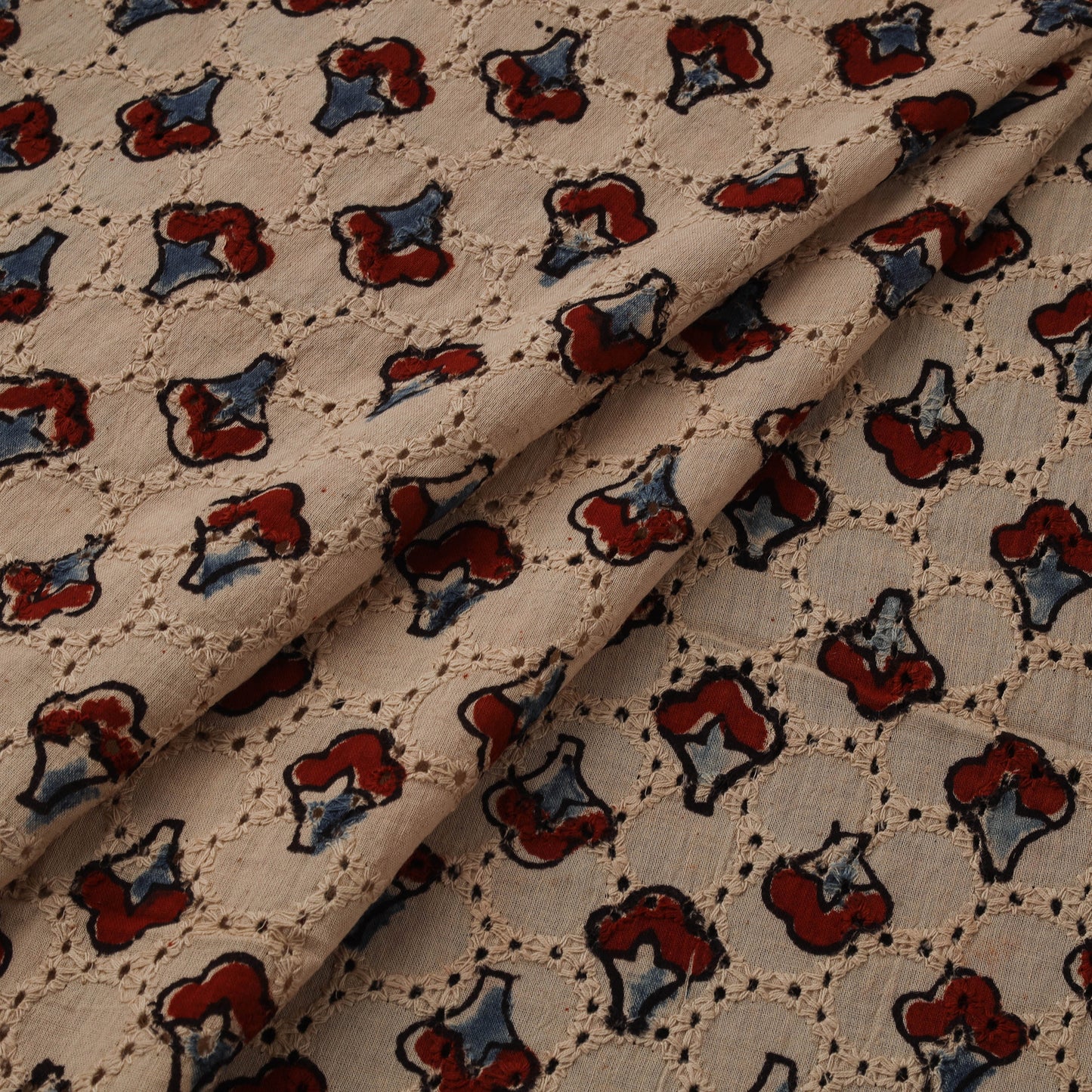 Natural Dyed Ajrakh Hand Block Print Cotton Hakoba Fabric 136