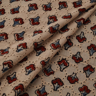 Natural Dyed Ajrakh Hand Block Print Cotton Hakoba Fabric 136
