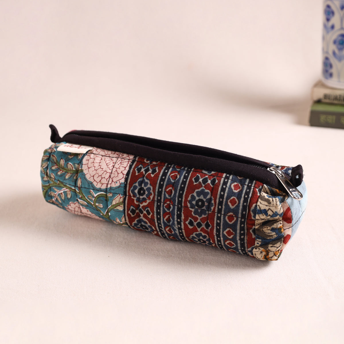 Patchwork quilted pencil pouch