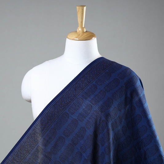Blue - Bagh Hand Block Printed Chanderi Silk Handloom Fabric