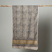 Grey - Natural Dyed Block Print Mul Cotton Kalamkari Stole 17