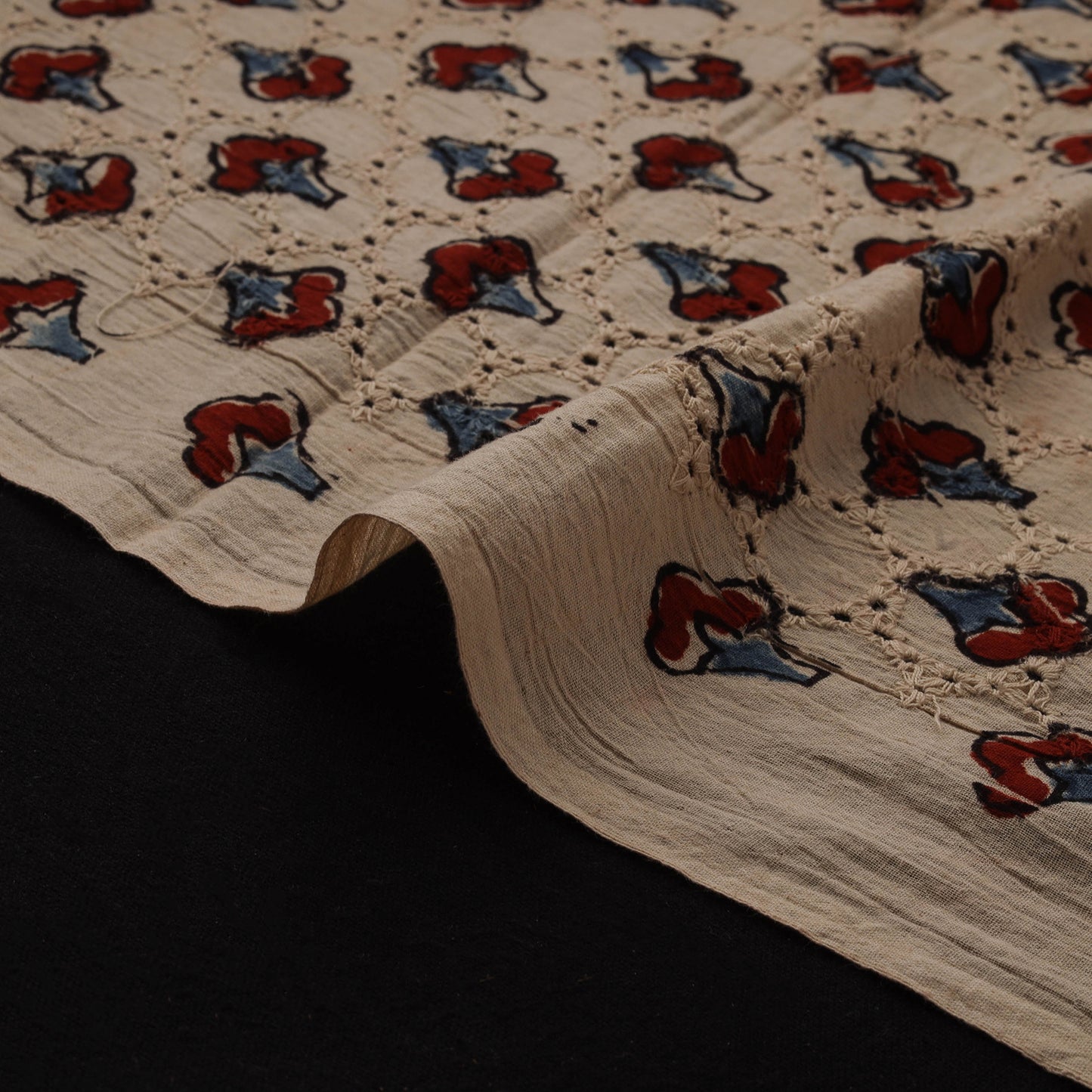 Natural Dyed Ajrakh Hand Block Print Cotton Hakoba Fabric 136