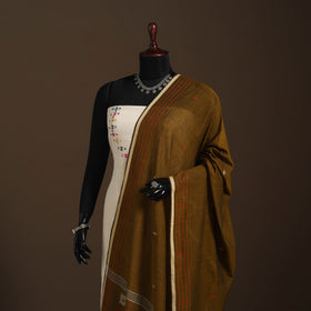 Brown Handloom Cotton Burdwan Jamdani Dupatta