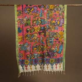 Pen Work Chanderi Silk Handpainted Kalamkari Dupatta