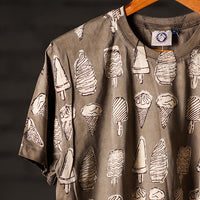 Brown - Bindaas Block Art Printed Cotton Round Neck T-shirt