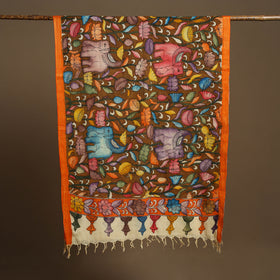 Pen Work Chanderi Silk Handpainted Kalamkari Dupatta