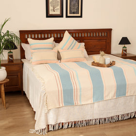 Pure Cotton Handwoven Bed/Sofa Throw with Cushion Cover Set 02