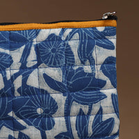 Blue - Handmade Quilted Cotton Utility Pouch 69