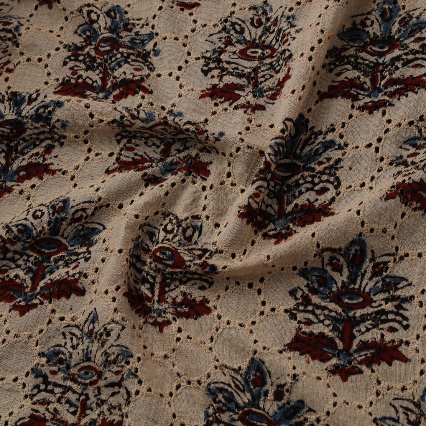 Natural Dyed Ajrakh Hand Block Print Cotton Hakoba Fabric 137