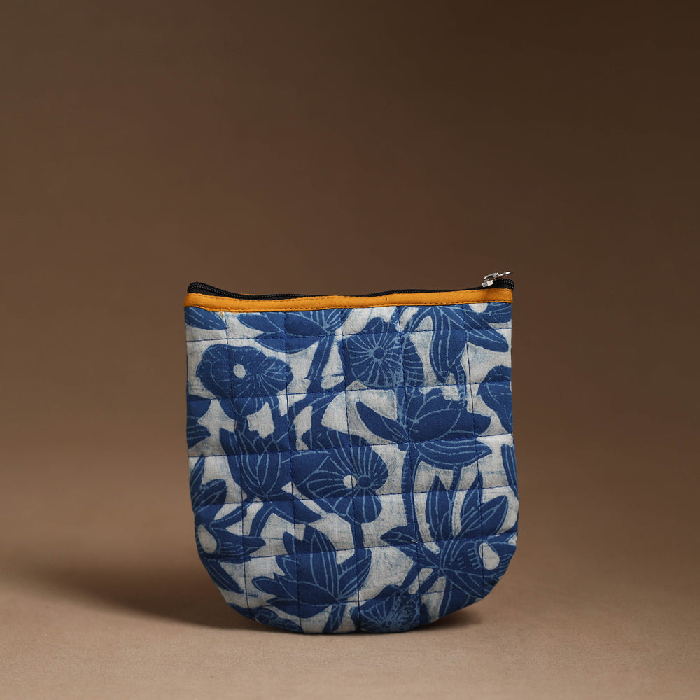 Blue - Handmade Quilted Cotton Utility Pouch 69